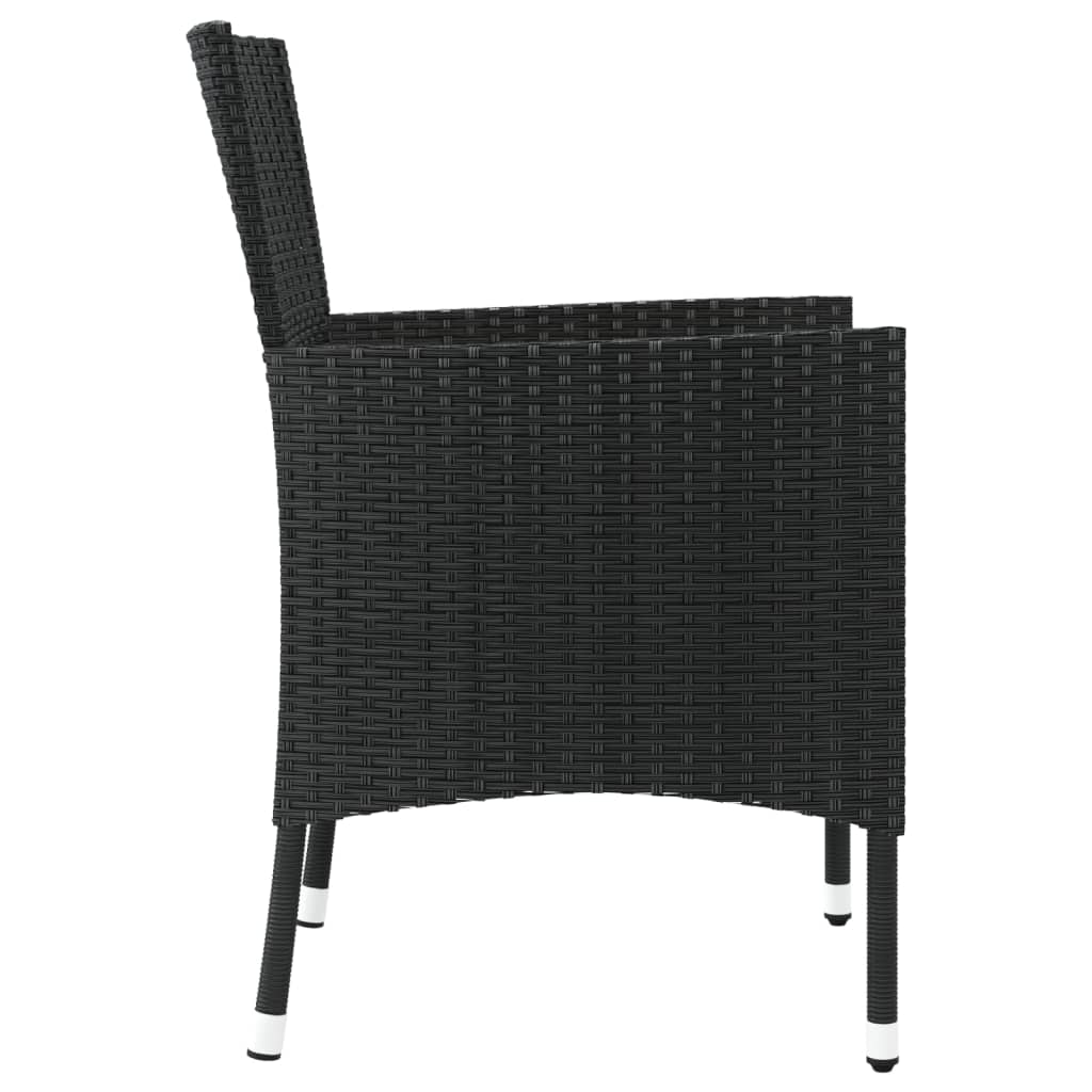 Gartenstühle mit Kissen 2 Stk. Schwarz Poly Rattan (nur UK/IE/FI/NO)