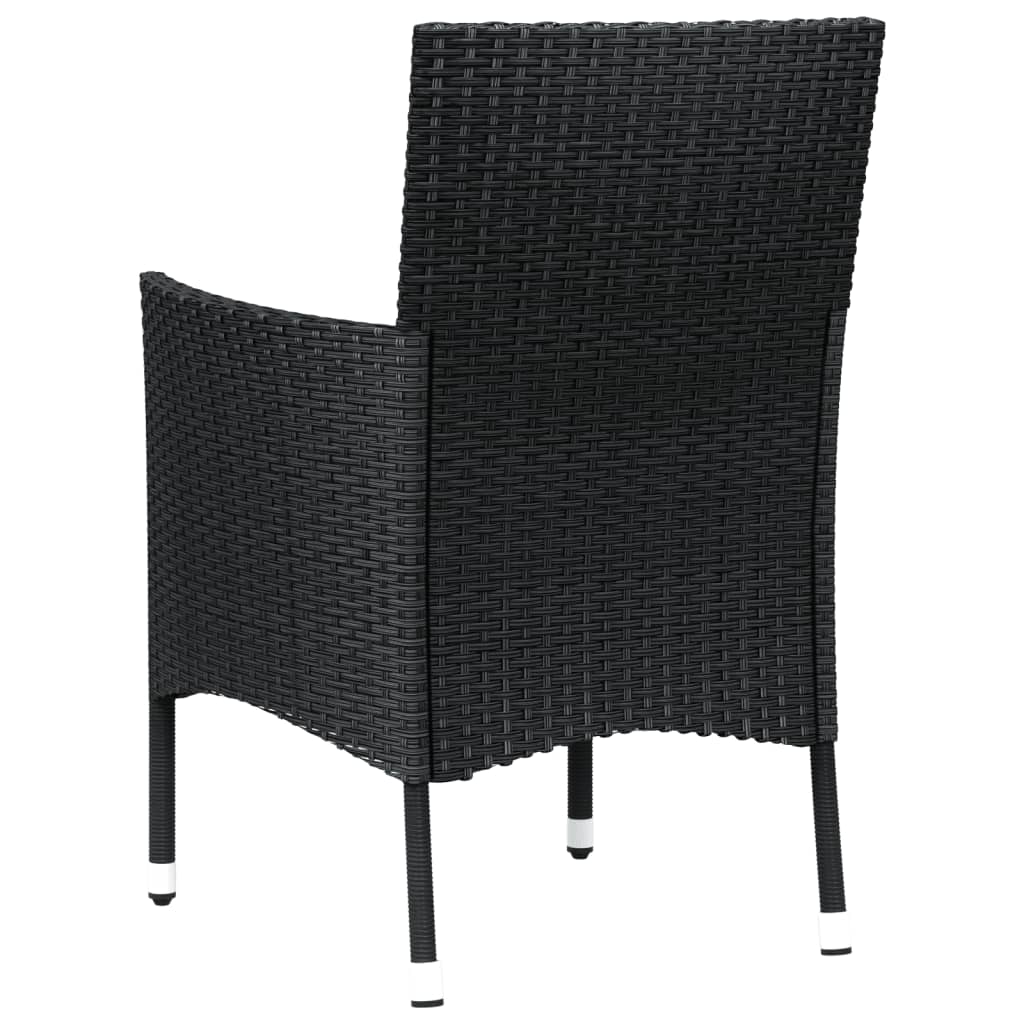 Gartenstühle mit Kissen 2 Stk. Schwarz Poly Rattan (nur UK/IE/FI/NO)