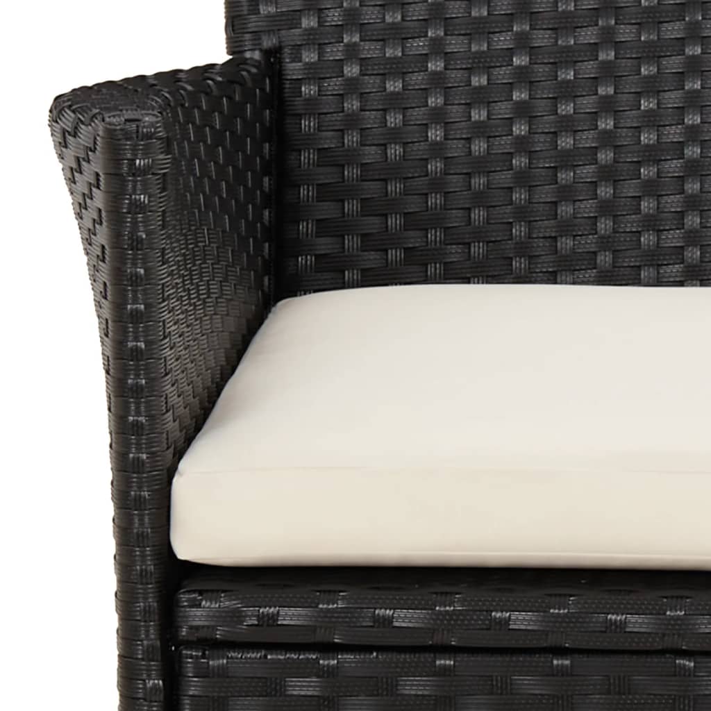 Gartenstühle mit Kissen 2 Stk. Schwarz Poly Rattan (nur UK/IE/FI/NO)