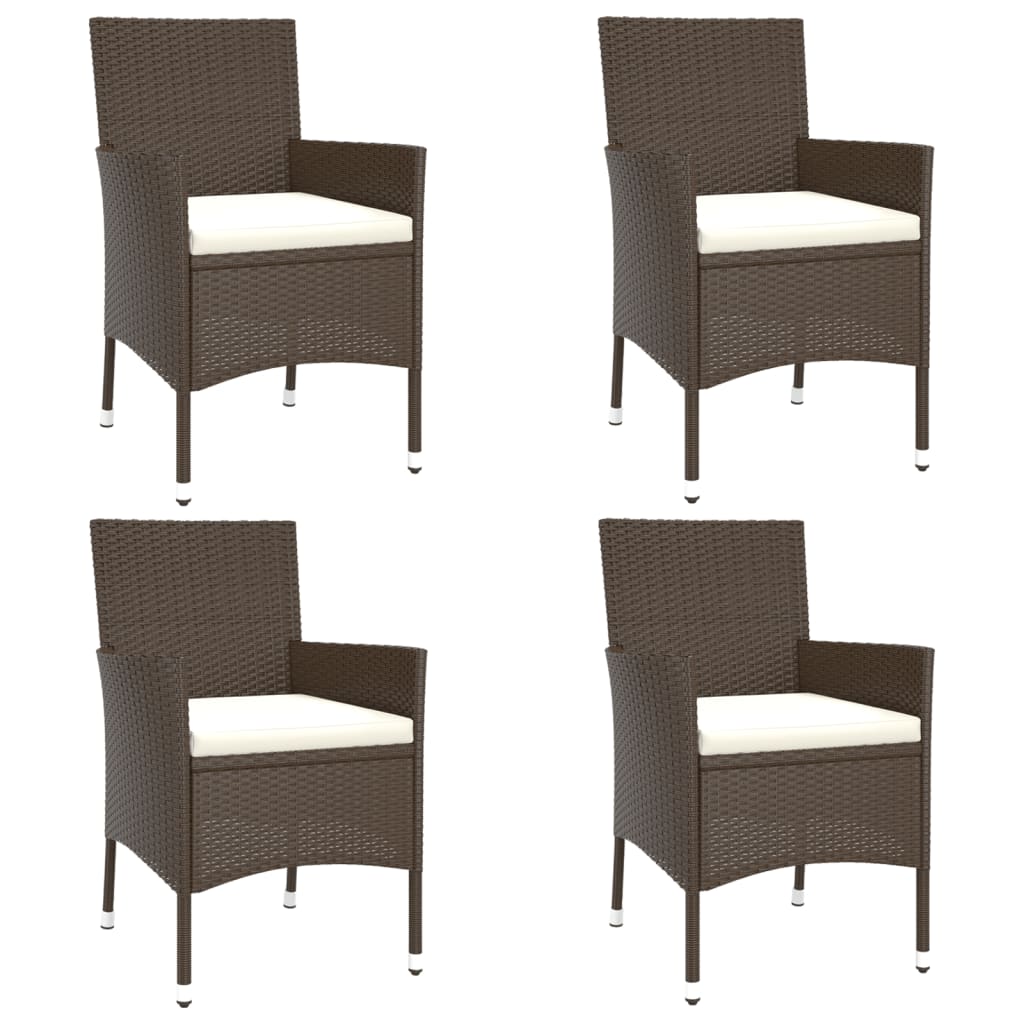 Gartenstühle mit Kissen 4 Stk. Braun Poly Rattan (nur UK/IE/FI/NO)