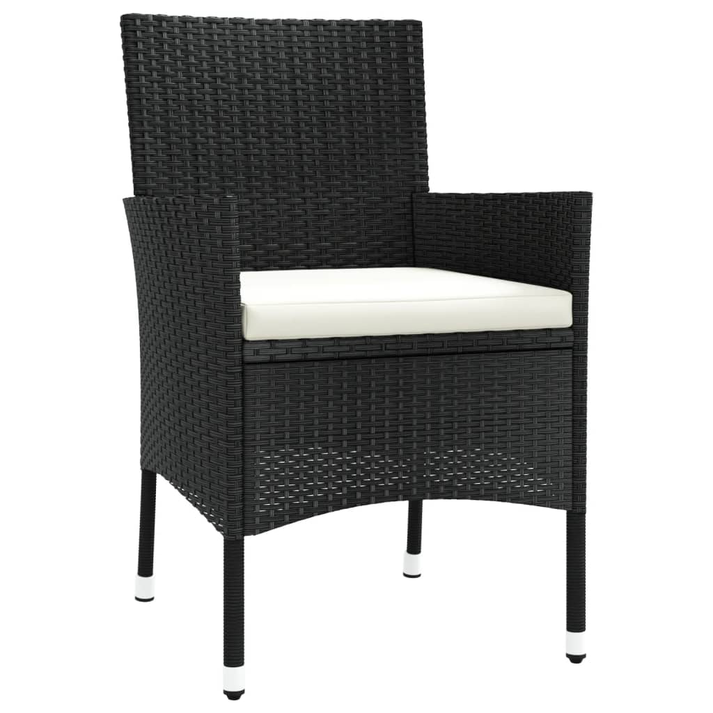 Gartenstühle mit Kissen 4 Stk. Schwarz Poly Rattan (nur UK/IE/FI/NO)