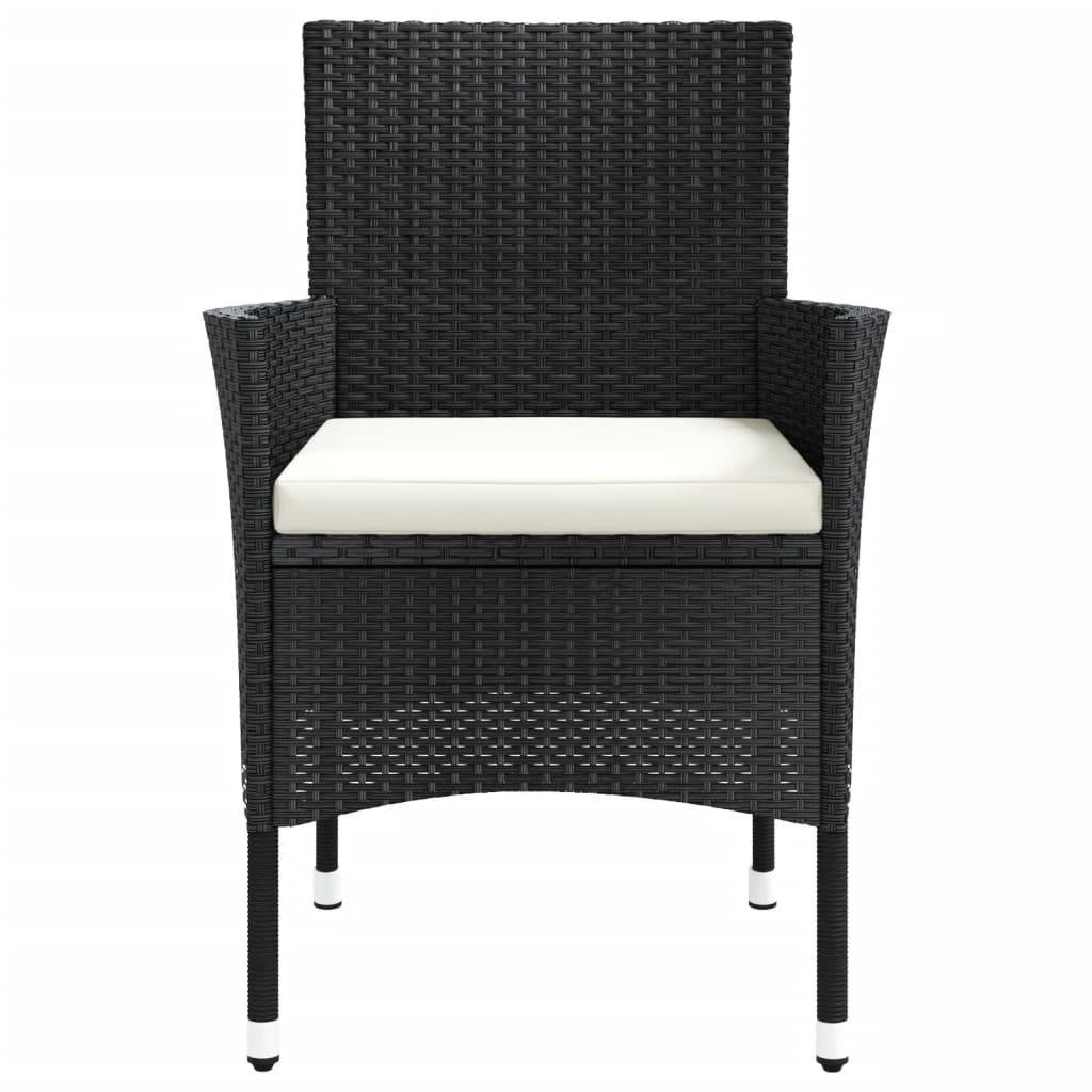 Gartenstühle mit Kissen 4 Stk. Schwarz Poly Rattan (nur UK/IE/FI/NO)