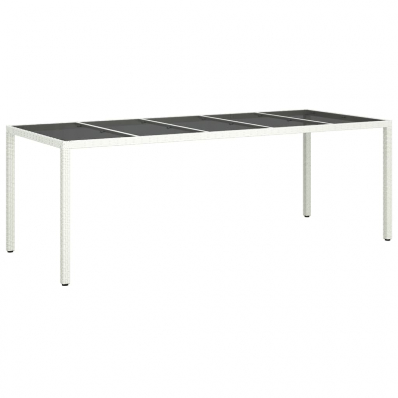Gartentisch Weiß 250x100x75 cm Poly Rattan und Hartglas