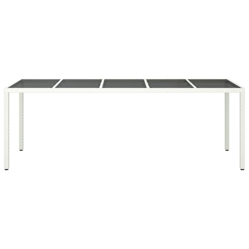Gartentisch Weiß 250x100x75 cm Poly Rattan und Hartglas