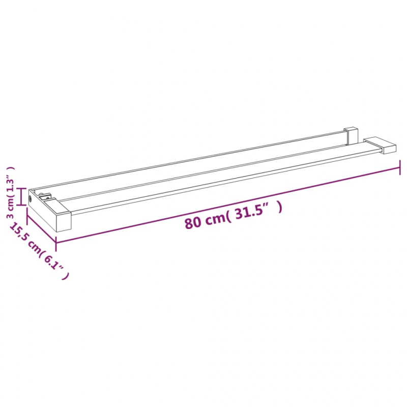 Duschablage für Begehbare Dusche Schwarz 80 cm Aluminium