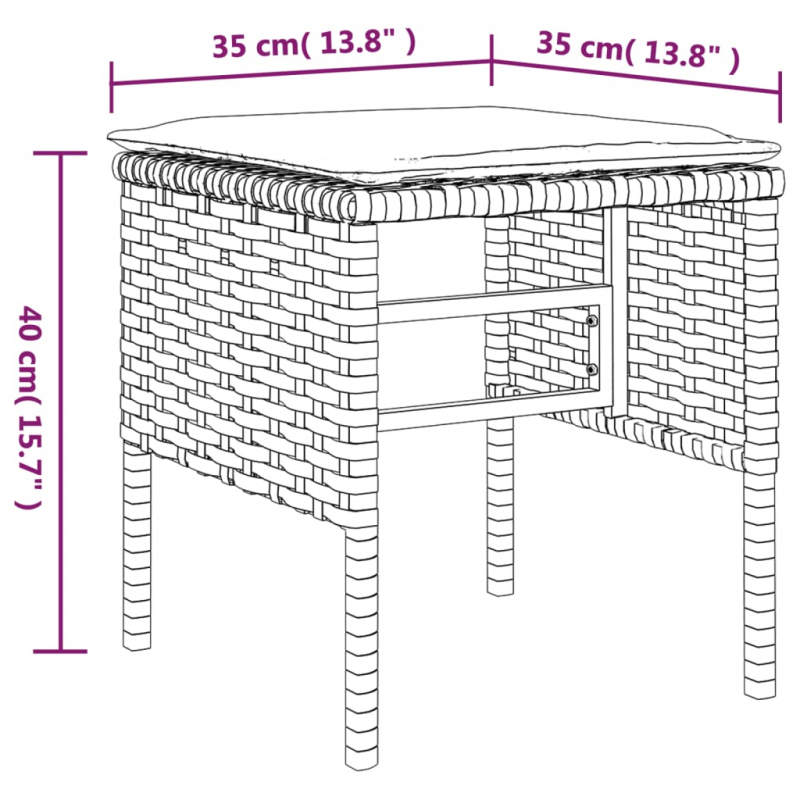 Gartenhocker mit Kissen 4 Stk. Schwarz Poly Rattan