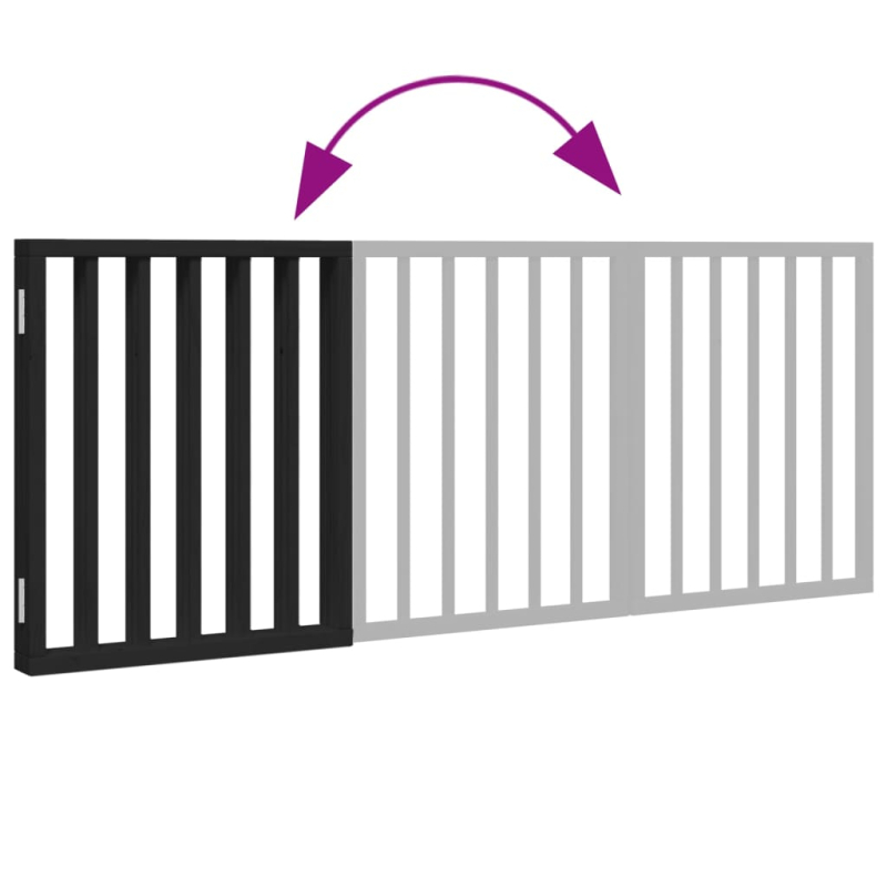 3-tlg. Hundetor Faltbar Schwarz 150 cm Pappelholz