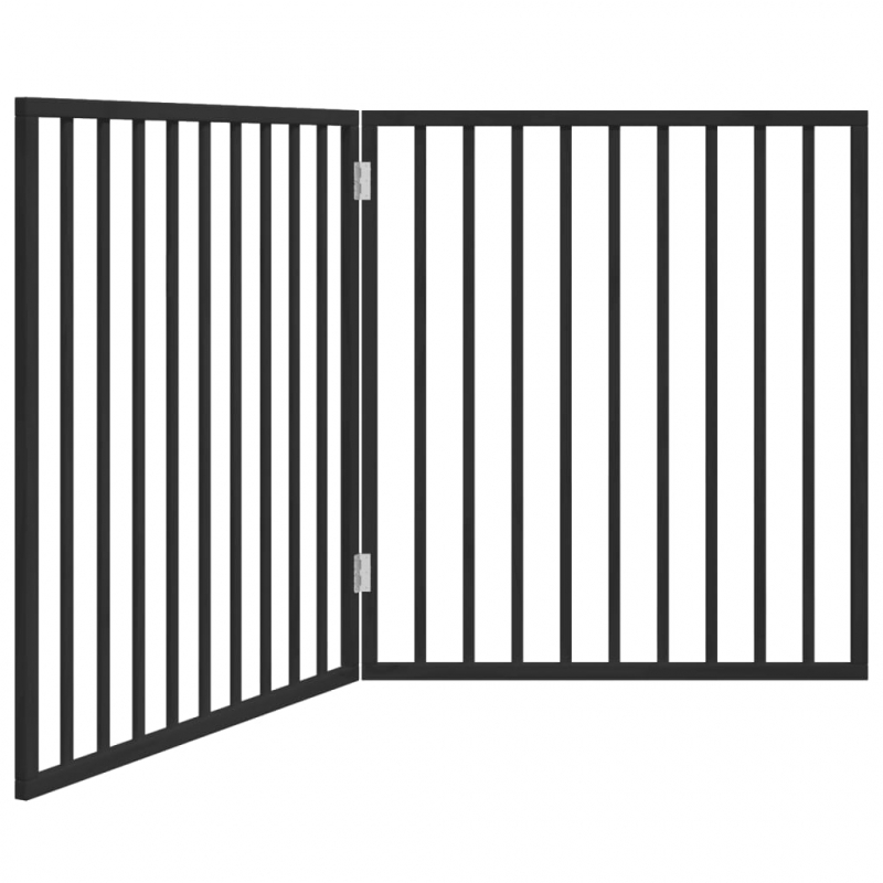 2-tlg. Hundetor Faltbar Schwarz 160 cm Pappelholz