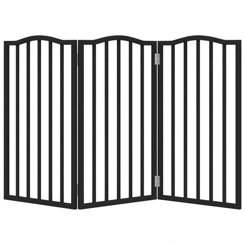 3-tlg. Hundetor Faltbar Schwarz 150 cm Pappelholz