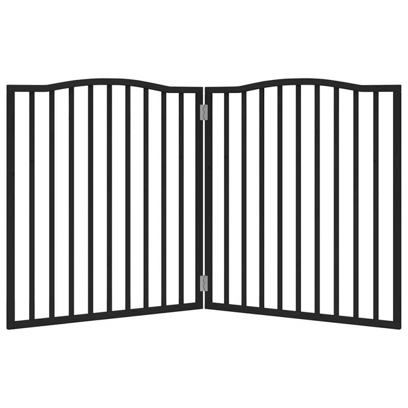 2-tlg. Hundetor Faltbar Schwarz 160 cm Pappelholz