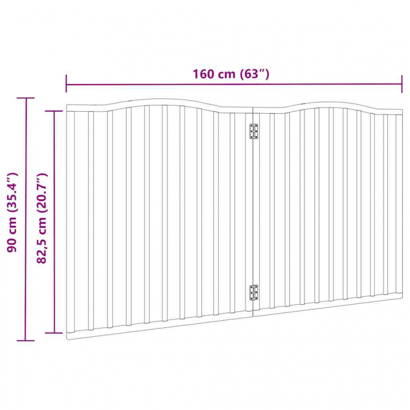 2-tlg. Hundetor Faltbar Schwarz 160 cm Pappelholz