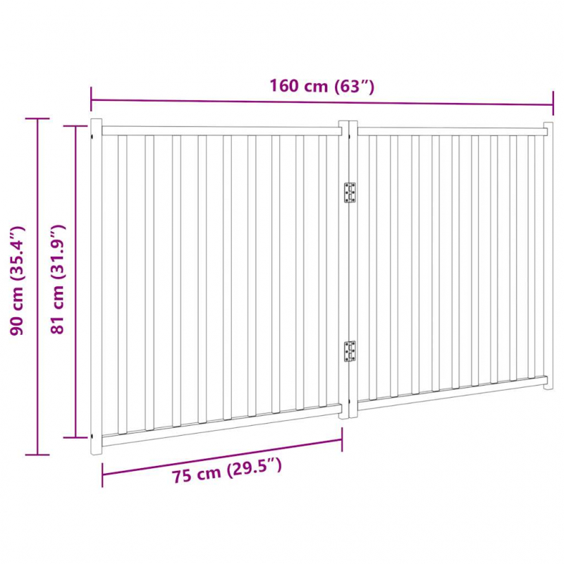 2-tlg. Hundetor Faltbar 160 cm Massivholz Tanne