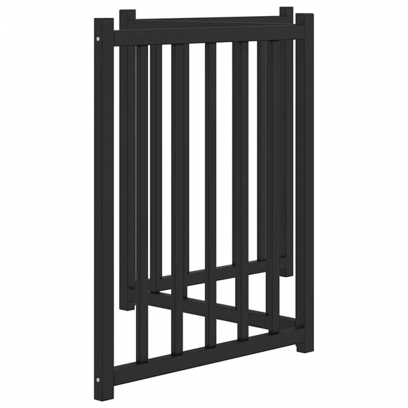 3-tlg. Hundetor Faltbar Schwarz 150 cm Massivholz Tanne