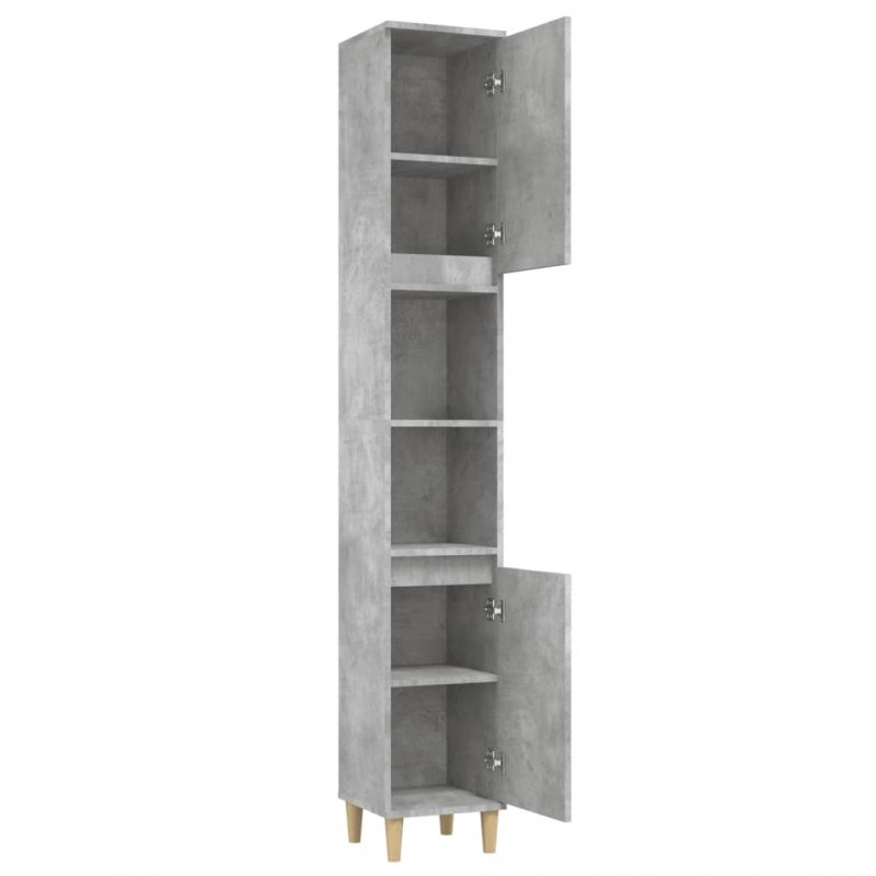 Badschrank Betongrau 30x30x190 cm Holzwerkstoff