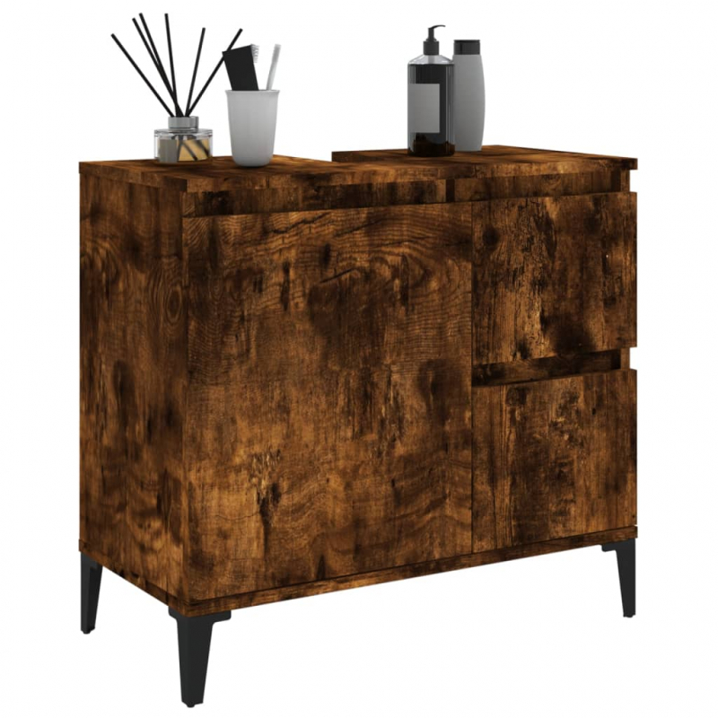 Badschrank Räuchereiche 65x33x60 cm Holzwerkstoff