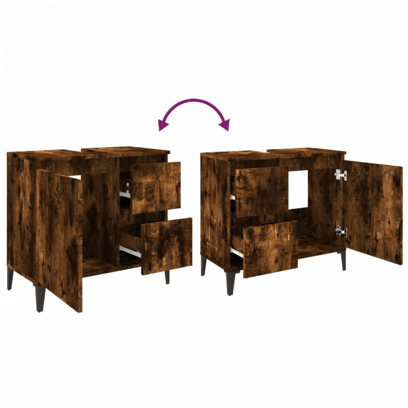 Badschrank Räuchereiche 65x33x60 cm Holzwerkstoff