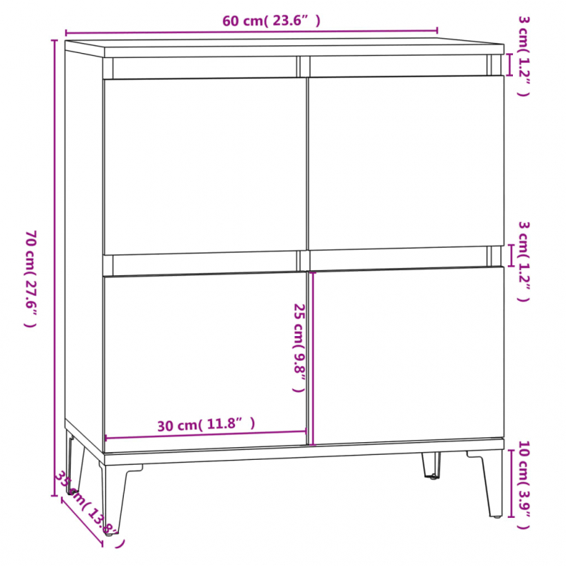 Sideboard Betongrau 60x35x70 cm Holzwerkstoff