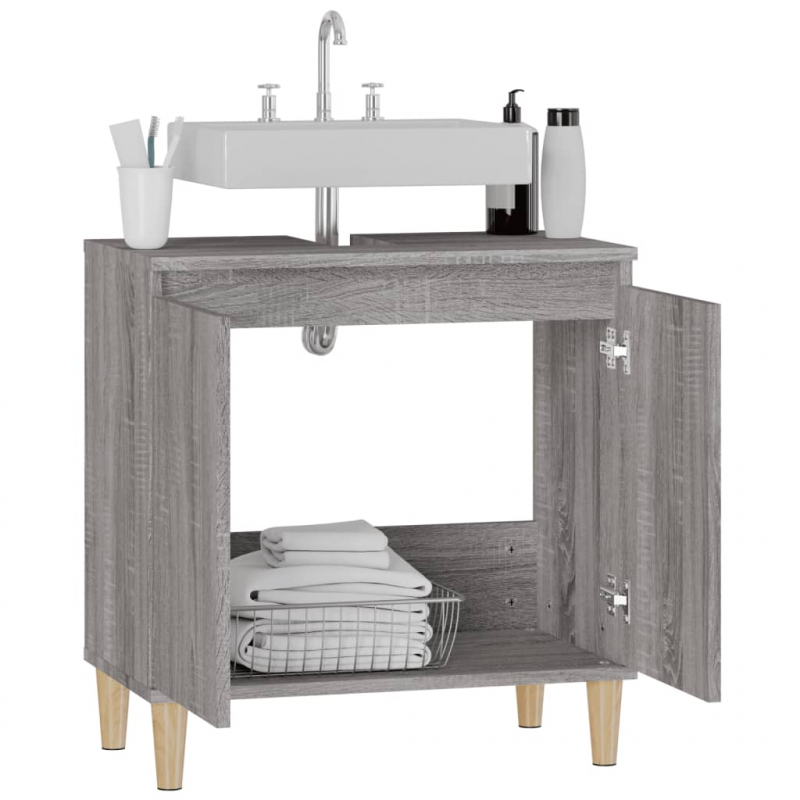 Waschbeckenunterschrank Grau Sonoma 58x33x60 cm Holzwerkstoff