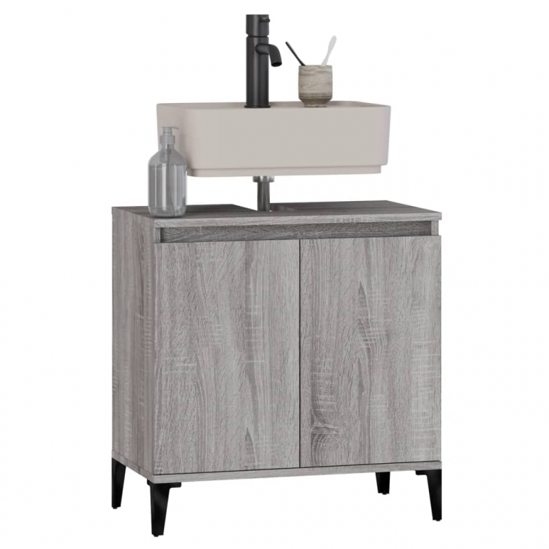 Waschbeckenunterschrank Grau Sonoma 58x33x60 cm Holzwerkstoff