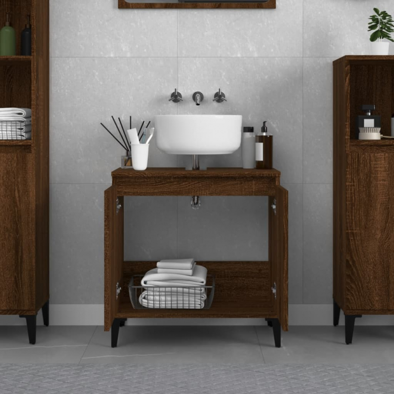 Waschbeckenunterschrank Braun Eichen-Optik 58x33x60 cm