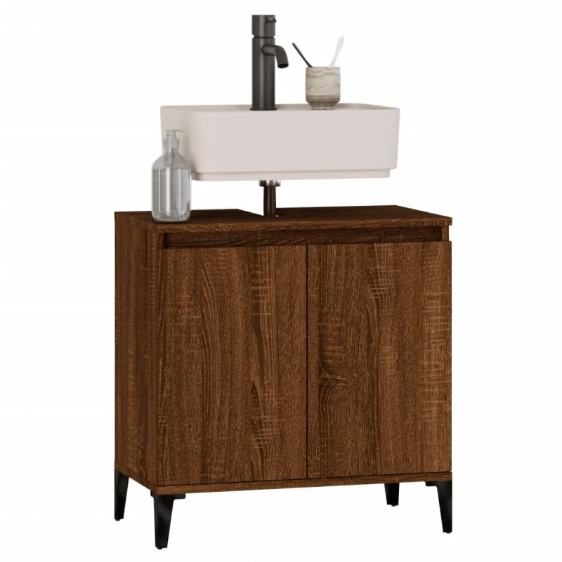 Waschbeckenunterschrank Braun Eichen-Optik 58x33x60 cm