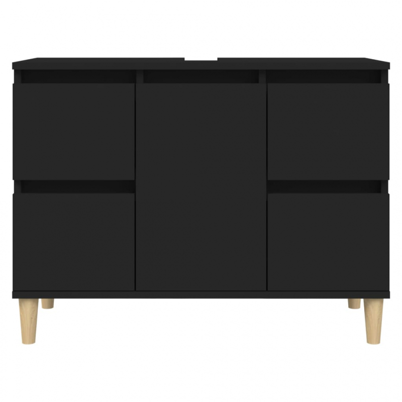 Waschbeckenunterschrank Schwarz 80x33x60 cm Holzwerkstoff