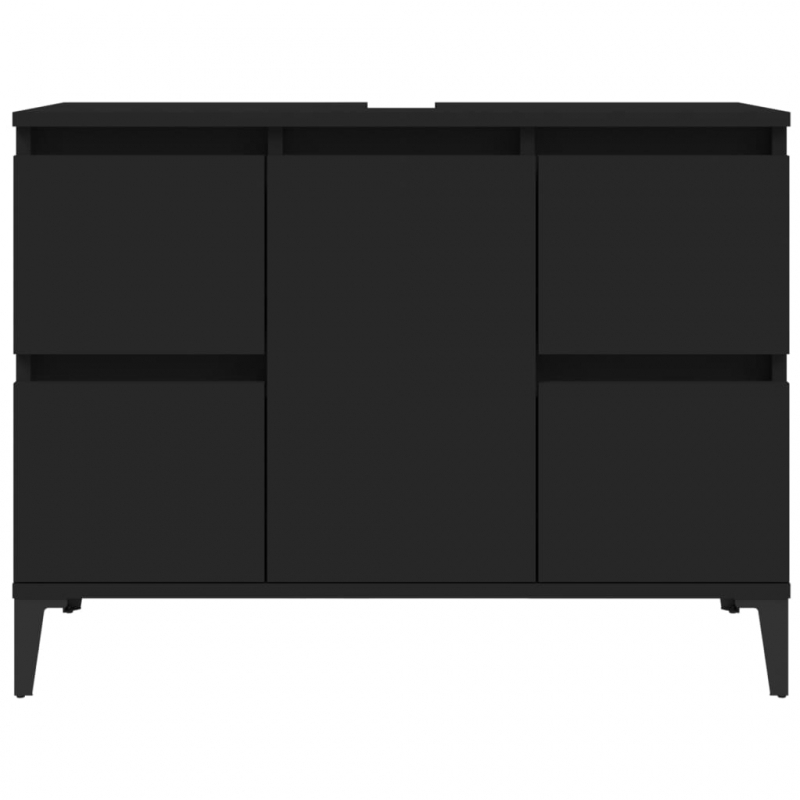 Waschbeckenunterschrank Schwarz 80x33x60 cm Holzwerkstoff