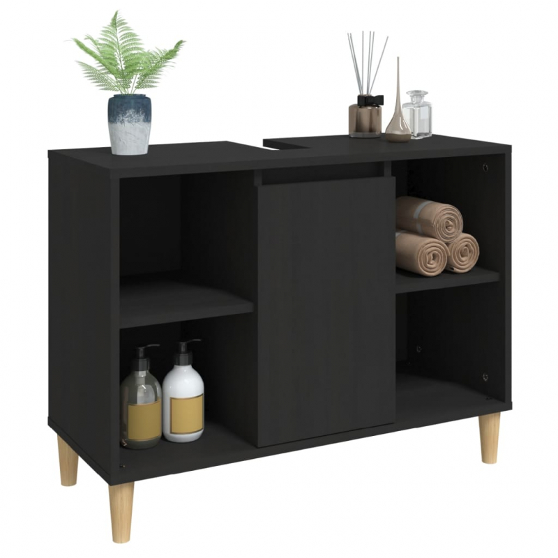 Waschbeckenunterschrank Schwarz 80x33x60 cm Holzwerkstoff