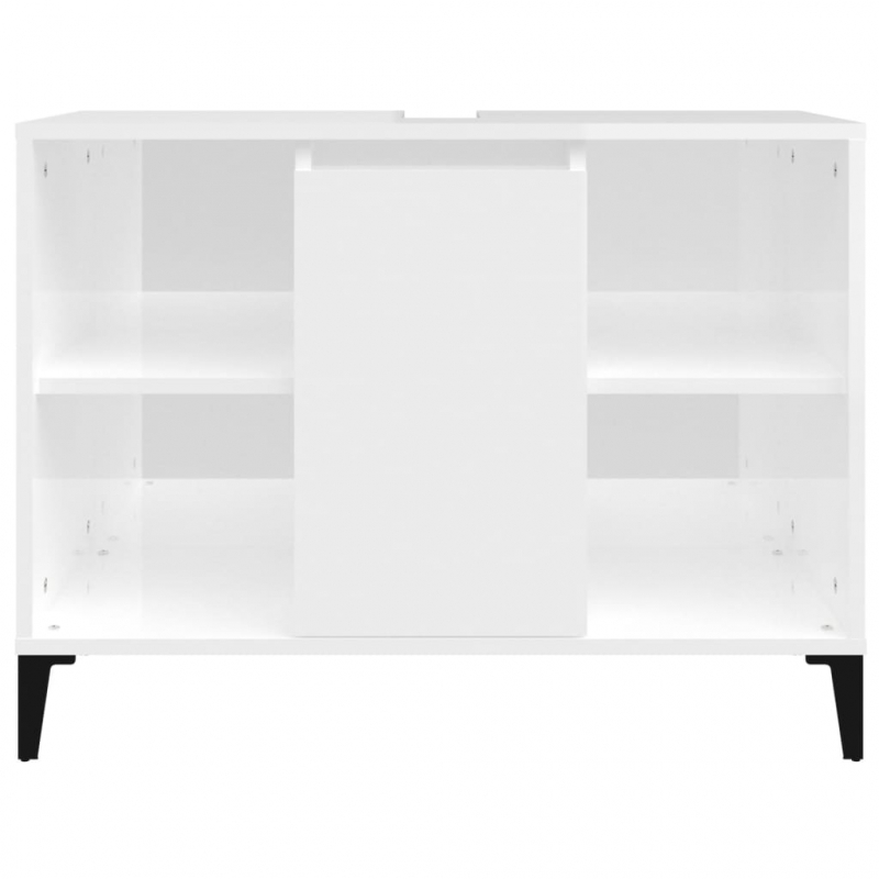 Waschbeckenunterschrank Hochglanz-Weiß 80x33x60cm Holzwerkstoff