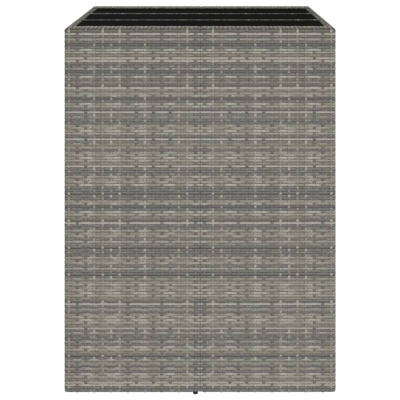 Bartisch mit Glasplatte Grau 105x80x110 cm Poly Rattan