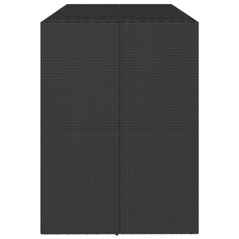 Bartisch mit Glasplatte Schwarz 185x80x110 cm Poly Rattan