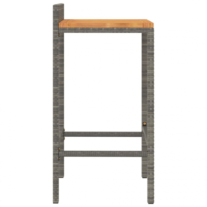 Barhocker 4 Stk. Grau Poly Rattan und Massivholz Akazie