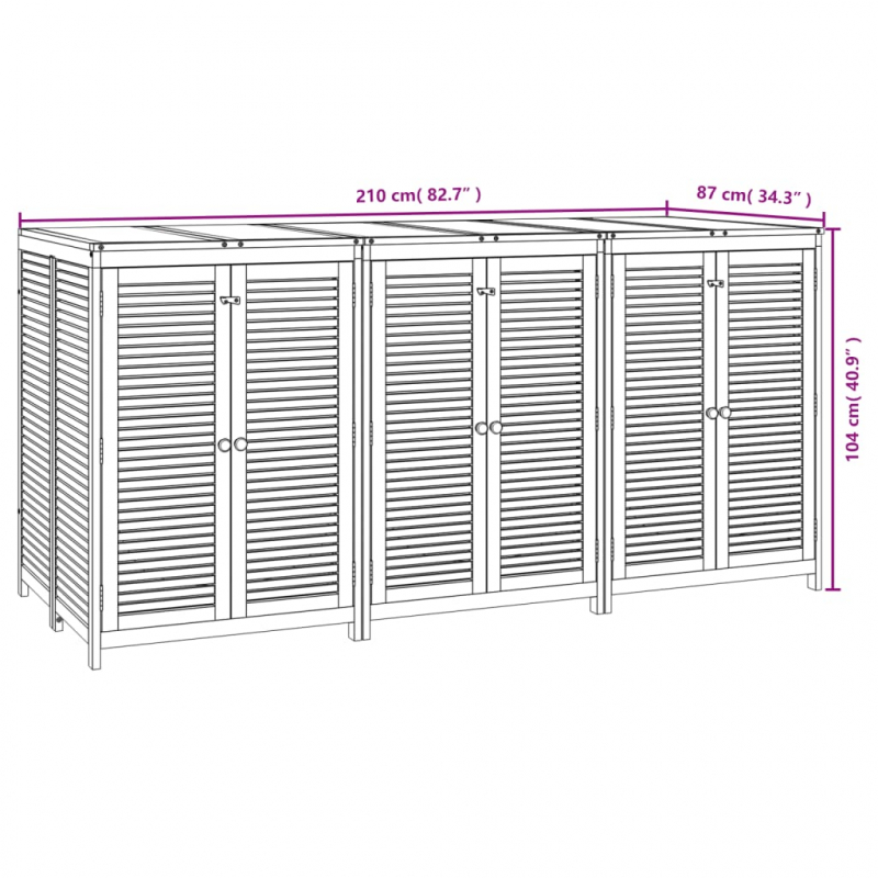 Gartenbox 210x87x104 cm Massivholz Akazie