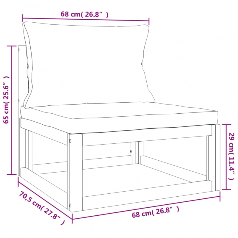 10-tlg. Garten-Lounge-Set mit Taupe Kissen Massivholz