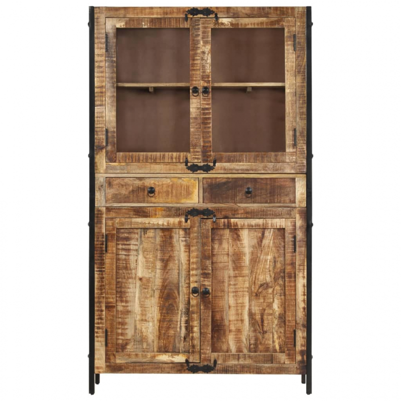 Highboard 100x40x175 cm Massives Raues Mangoholz