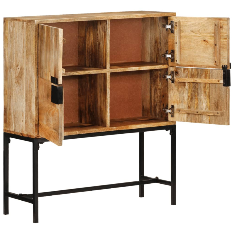 Highboard 80x30x95 cm Massives Raues Mangoholz