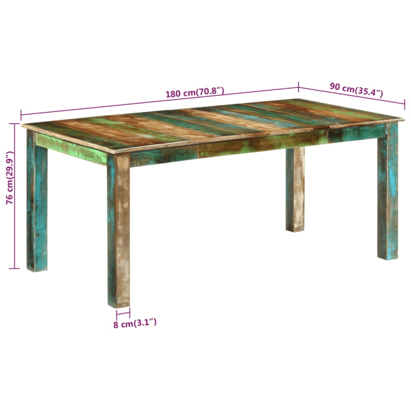 Esstisch 180x90x76 cm Massivholz Altholz