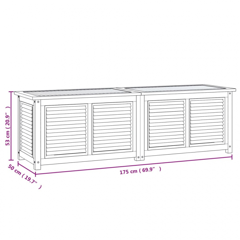 Gartenbox mit Beutel 175x50x55 cm Massivholz Teak