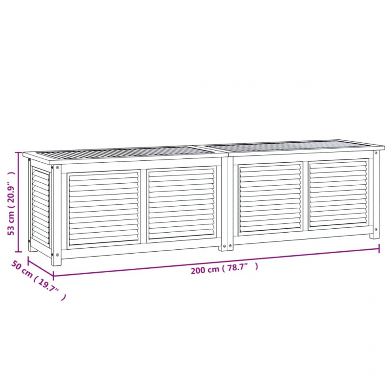 Gartenbox mit Beutel 200x50x55 cm Massivholz Teak