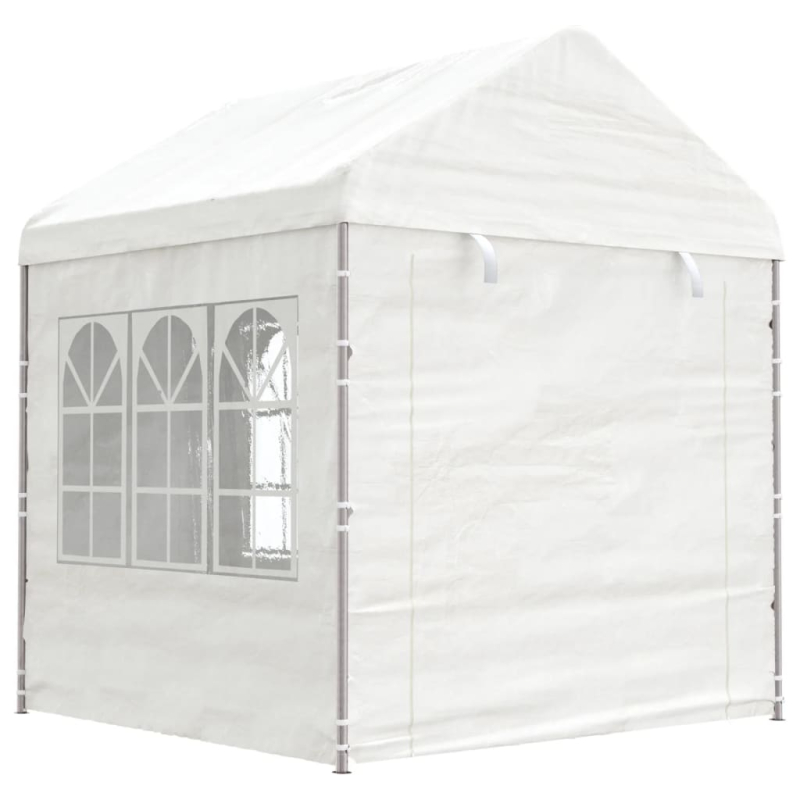 Pavillon mit Dach Weiß 8,92x2,28x2,69 m Polyethylen