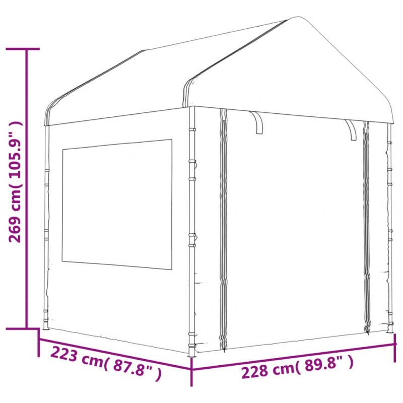Pavillon mit Dach Weiß 11,15x2,28x2,69 m Polyethylen