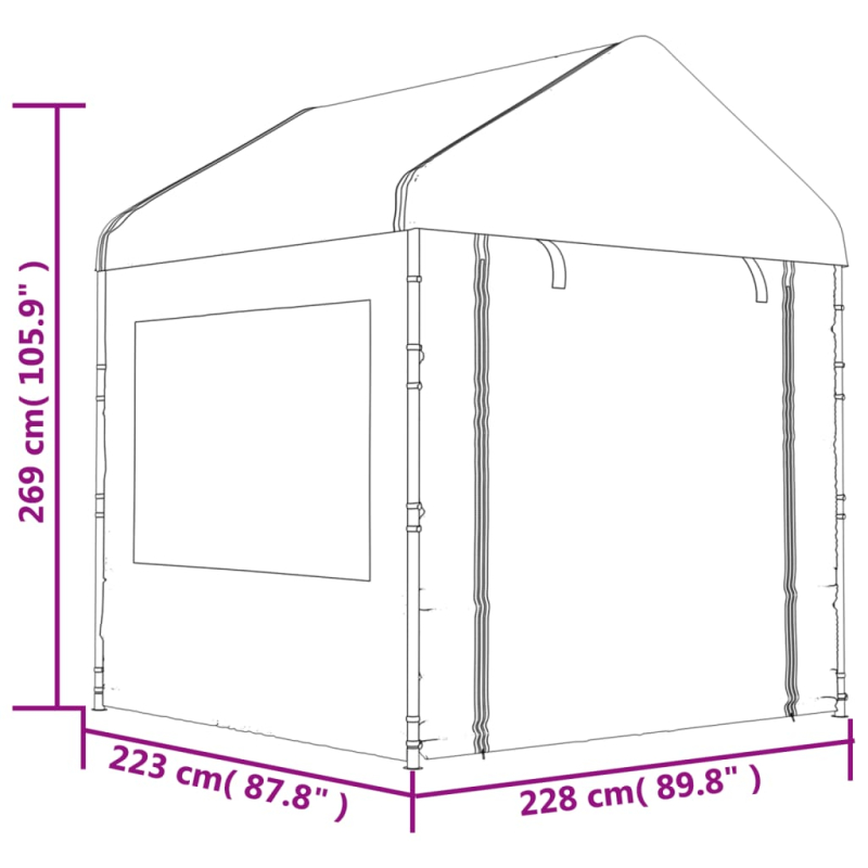 Pavillon mit Dach Weiß 13,38x2,28x2,69 m Polyethylen