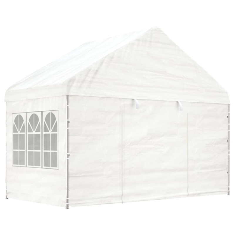 Pavillon mit Dach Weiß 11,15x4,08x3,22 m Polyethylen