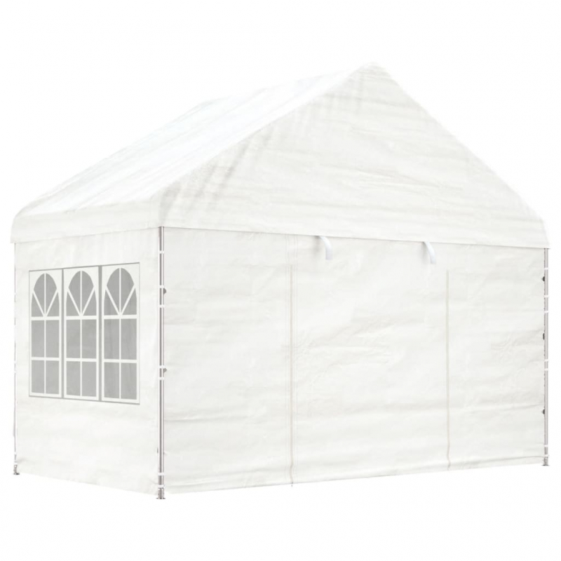 Pavillon mit Dach Weiß 20,07x4,08x3,22 m Polyethylen