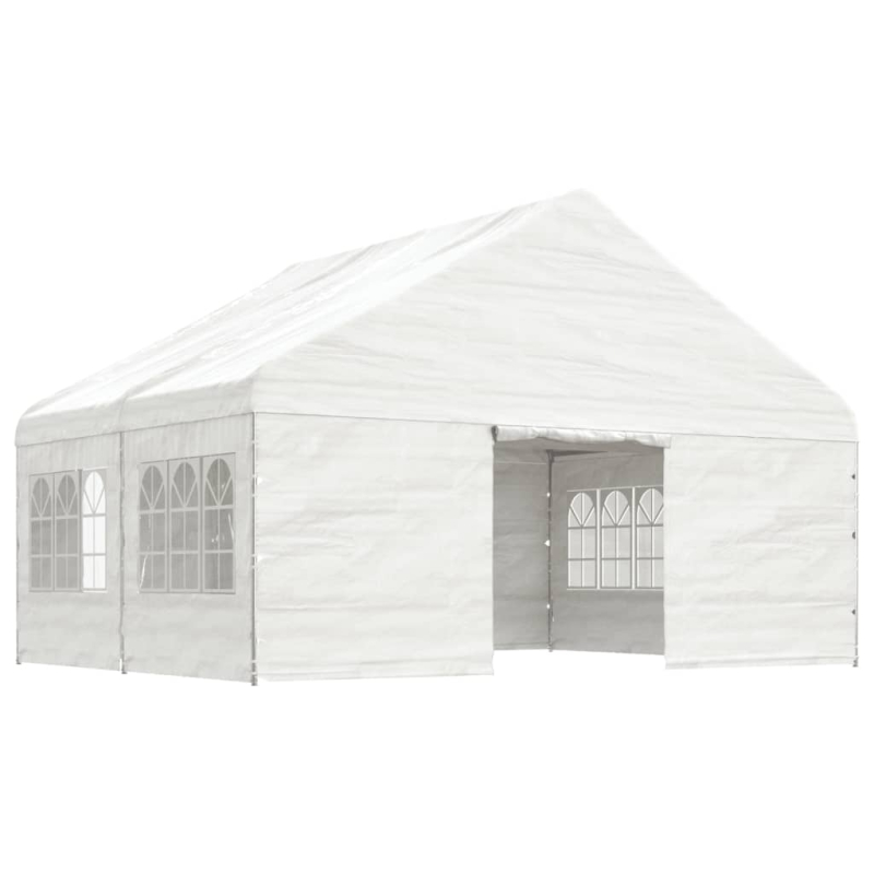 Pavillon mit Dach Weiß 4,46x5,88x3,75 m Polyethylen