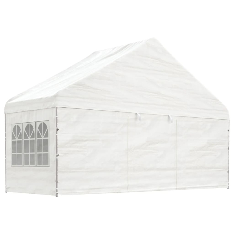 Pavillon mit Dach Weiß 4,46x5,88x3,75 m Polyethylen