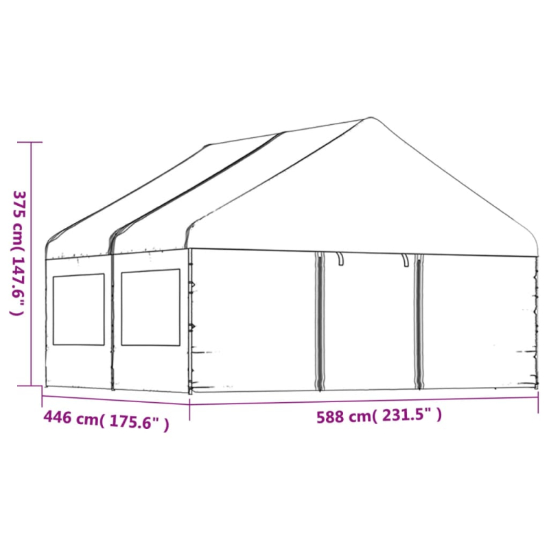 Pavillon mit Dach Weiß 4,46x5,88x3,75 m Polyethylen
