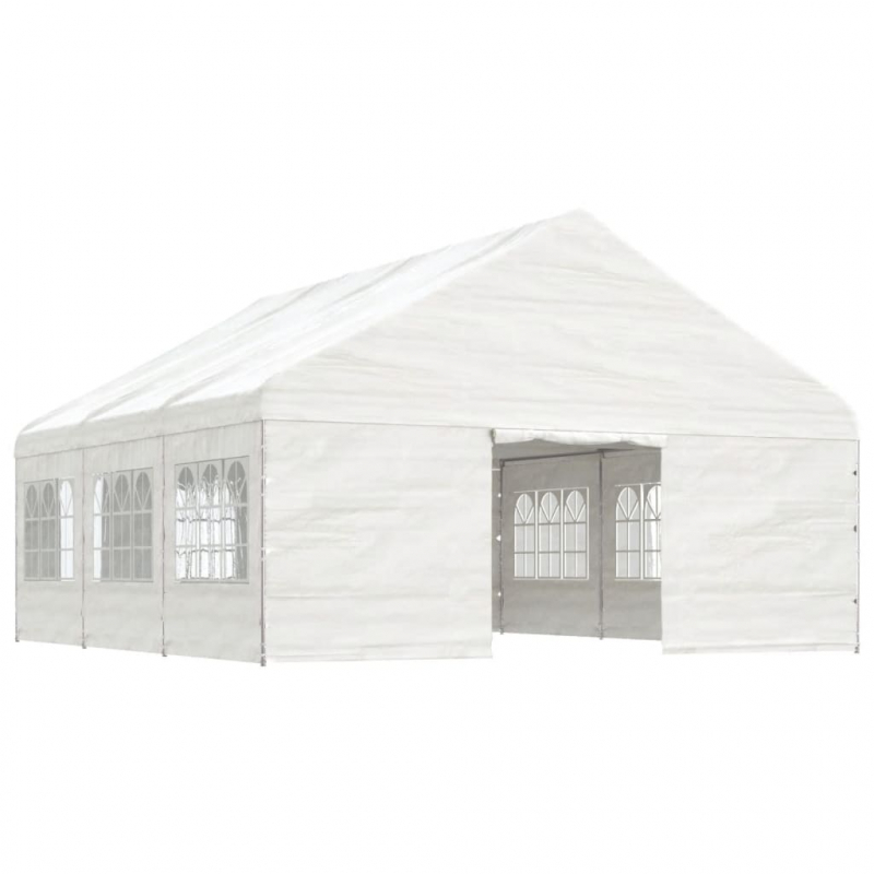 Pavillon mit Dach Weiß 6,69x5,88x3,75 m Polyethylen