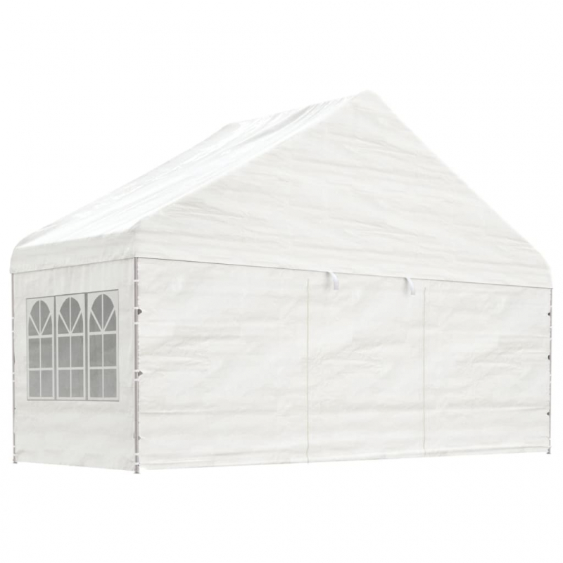 Pavillon mit Dach Weiß 6,69x5,88x3,75 m Polyethylen