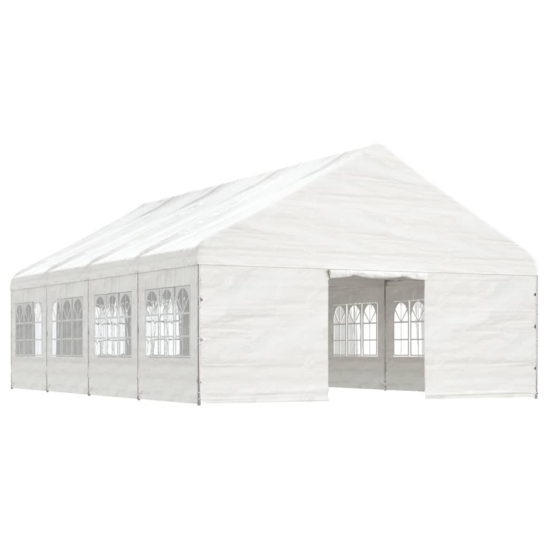 Pavillon mit Dach Weiß 8,92x5,88x3,75 m Polyethylen